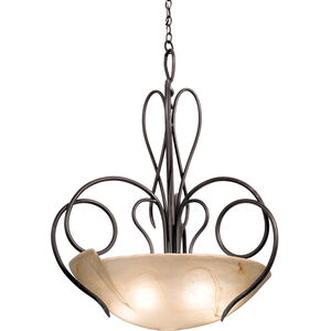 Tribecca 5 Light 34 inch Tuscan Sun Pendant Ceiling Light in Bowl glass,  28" Frost with 3 holes, Tortoise Shell