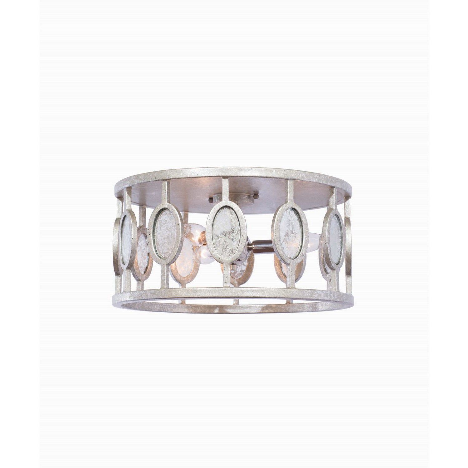 Palomar 3 Light 16 inch Vintage Silver Leaf Flush Mount Ceiling Light