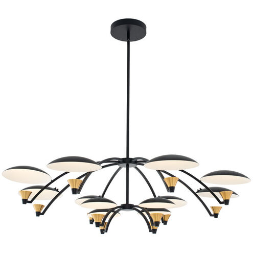 Redding LED 45 inch Matte Black with White and Brass Accent Chandelier Pendant Ceiling Light