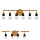 Ponti 6 Light 30 inch Matte Black with New Brass Bath Vanity Light Wall Light