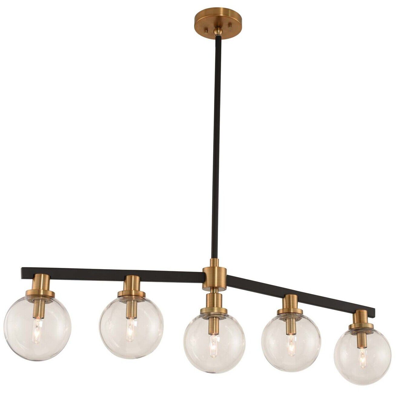 Cameo 5 Light 40 inch Matte Black Finish with Brushed Pearlized Brass Island Light Ceiling Light in Matte Black with Brushed Pearlized Brass