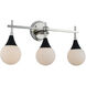 Bogart 3 Light 22 inch Matte Black with Polished Nickel Bath Vanity Wall Light