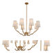 Sophia 8 Light 34 inch New Brass Chandelier Ceiling Light in White