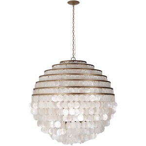 Sphere 6 Light 28 inch Pearlized Antique Brass Pendant Ceiling Light