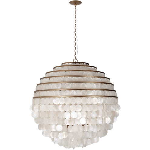 Sphere 6 Light 28 inch Pearlized Antique Brass Pendant Ceiling Light