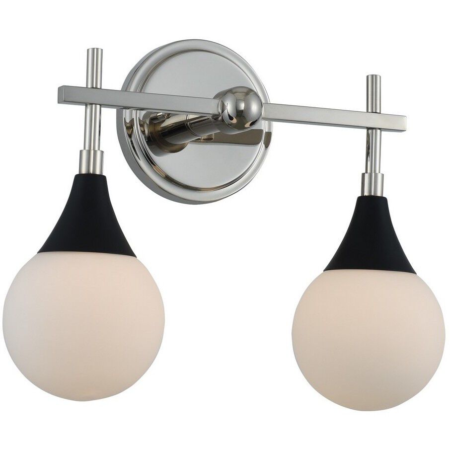 Bogart 2 Light 14 inch Matte Black with Polished Nickel Bath Vanity Light Wall Light