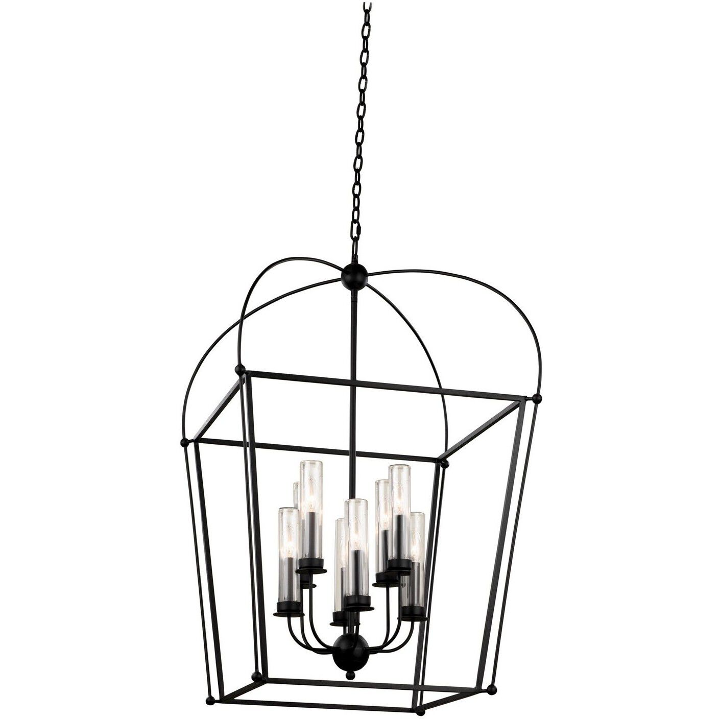 Sutter 8 Light 34 inch Smooth Matte Black Pendant Lantern Ceiling Light