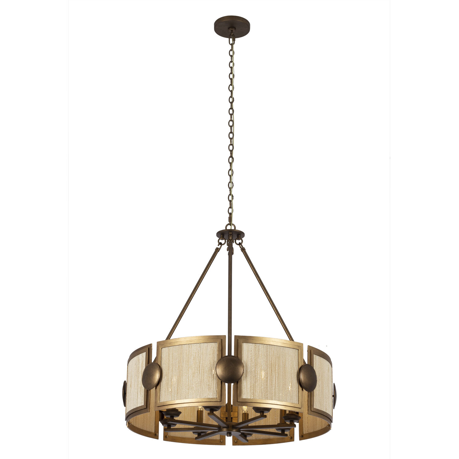Button 8 Light 29 inch Pearlized Antique Brass and Modern Gold Pendant Ceiling Light