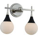 Bogart 2 Light 14 inch Matte Black with Polished Nickel Bath Vanity Wall Light