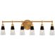 Ponti 6 Light 30 inch Matte Black with New Brass Bath Vanity Light Wall Light