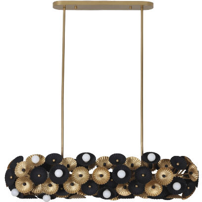 Damask Island Light Ceiling Light in Black and Vintage Brass