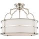Carson 5 Light 18 inch Polished Nickel Pendant Semi Flush Ceiling Light in Off White