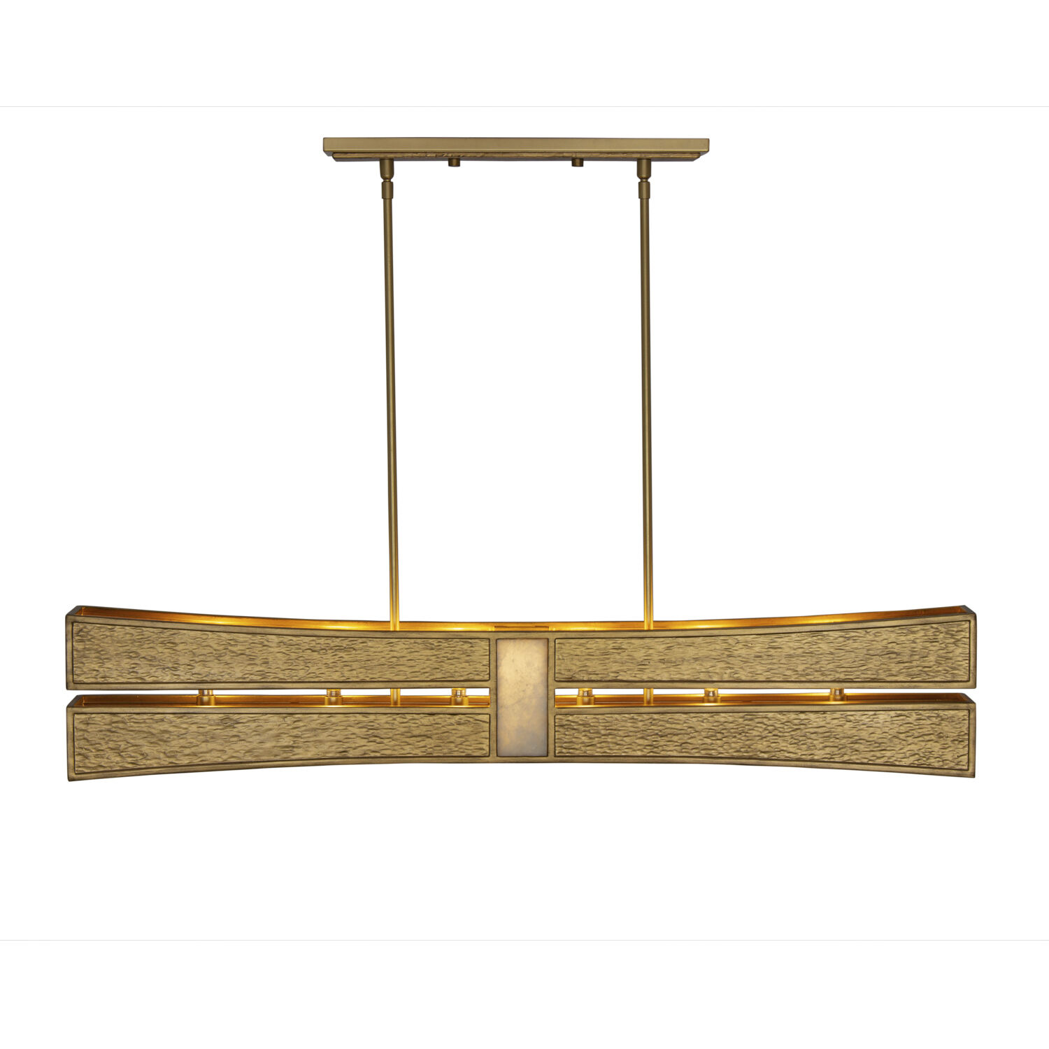 Dos 6 Light 4 inch Rustic Gold and Brushed Gold Linear Pendant Ceiling Light