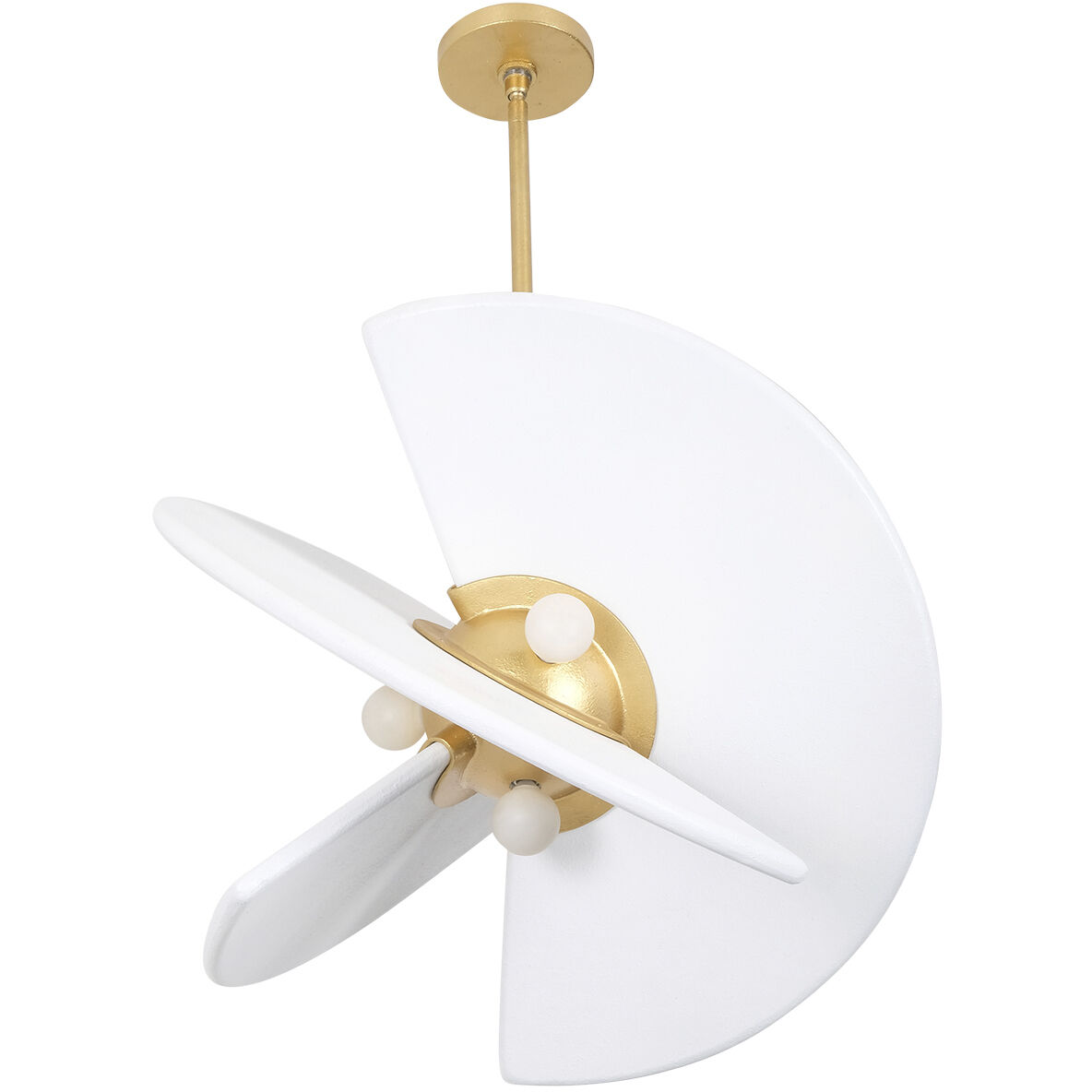 Rotary 4 Light 24 inch Bright Gold Leaf and White Pendant Ceiling Light