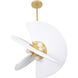 Rotary 4 Light 24 inch Bright Gold Leaf and White Pendant Ceiling Light