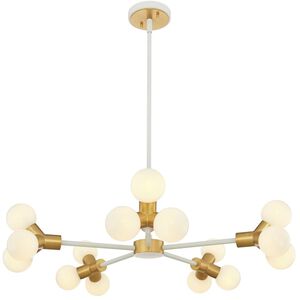 Tres 15 Light 29 inch White and New Brass Chandelier Ceiling Light