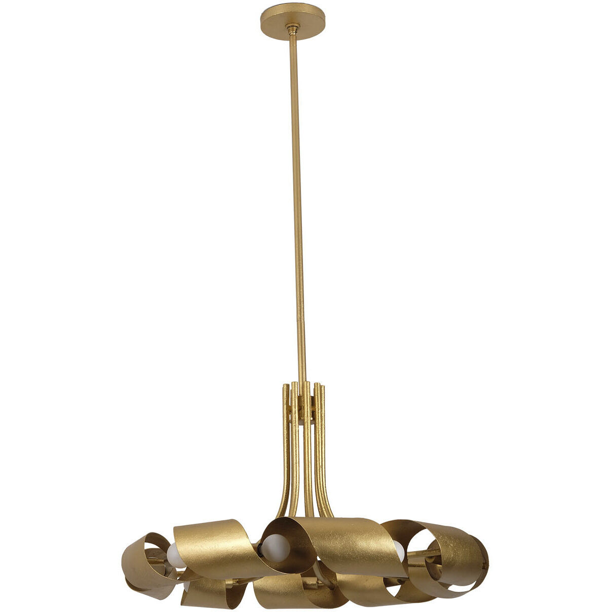 Ribbon 9 Light 28 inch Bright Gold Leaf Pendant Ceiling Light