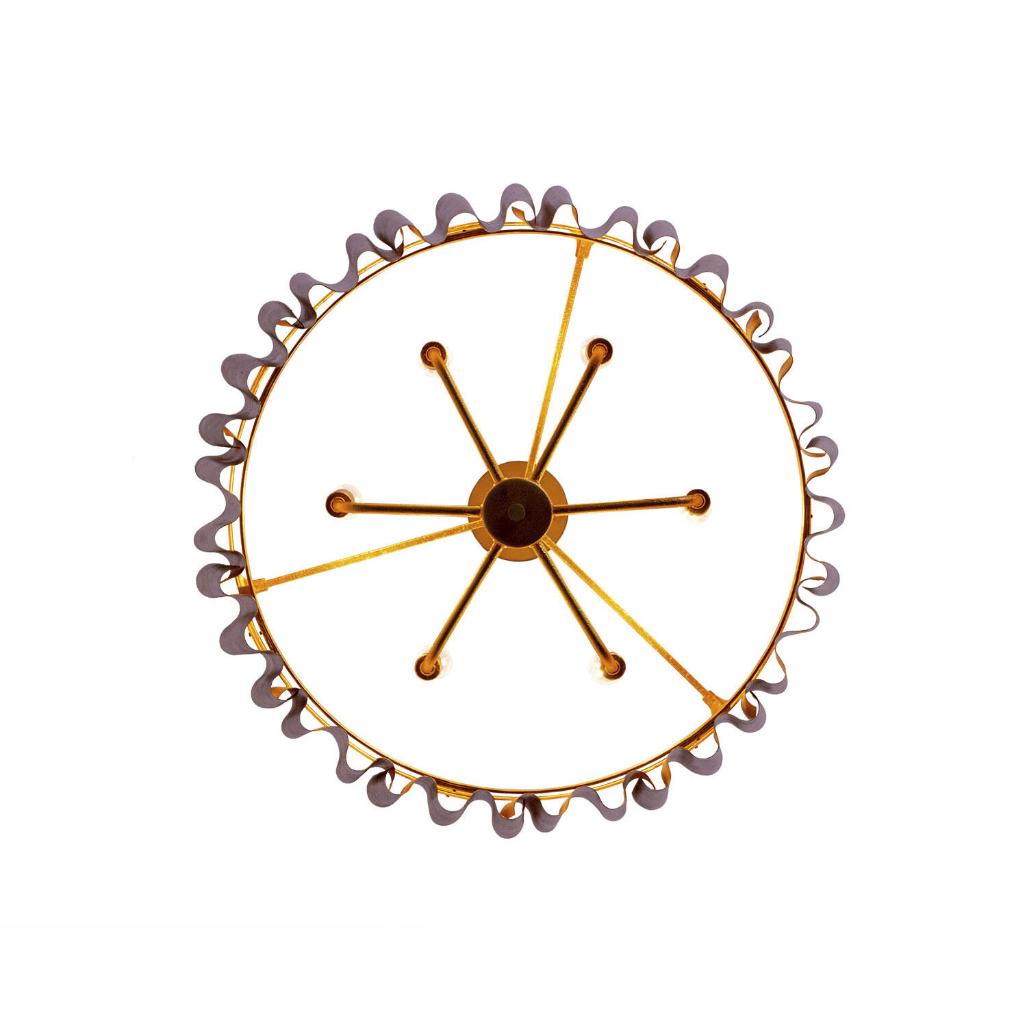 Ripple 6 Light 27.25 inch Bright Gold Leaf Pendant Ceiling Light