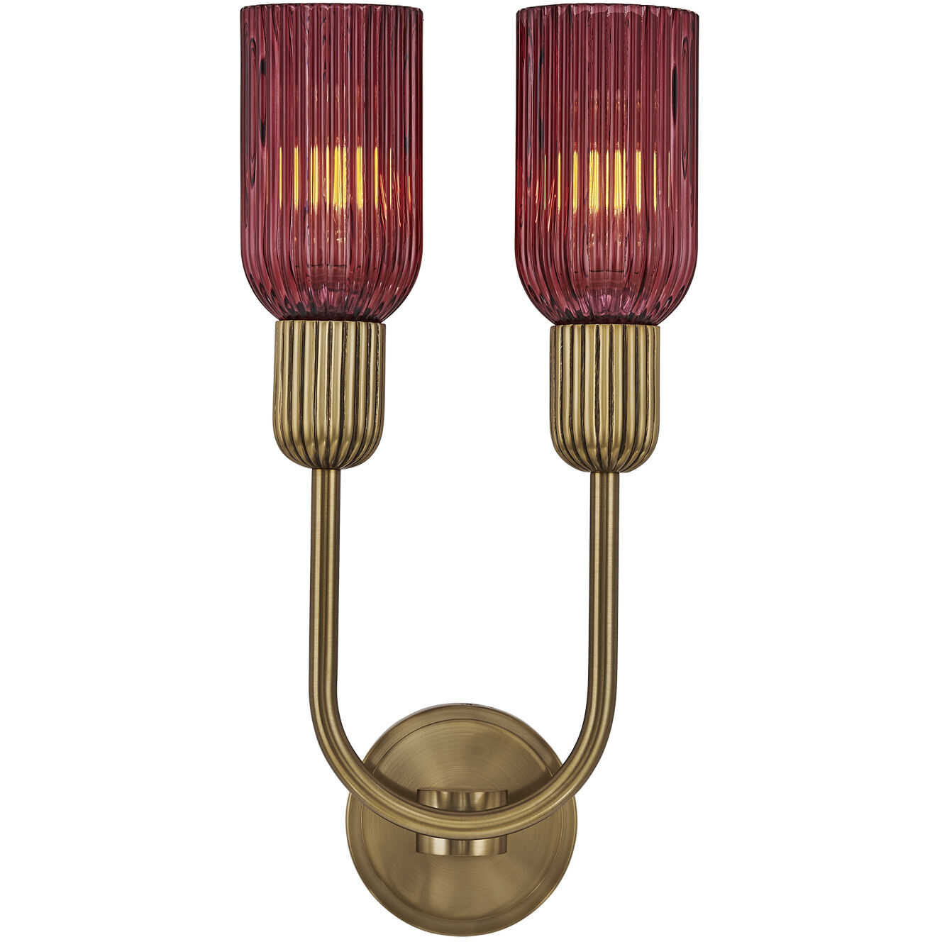 Verde 2 Light 10 inch Satin Brass Wall Sconce Wall Light in Magenta
