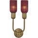 Verde 2 Light 10 inch Satin Brass Wall Sconce Wall Light in Magenta