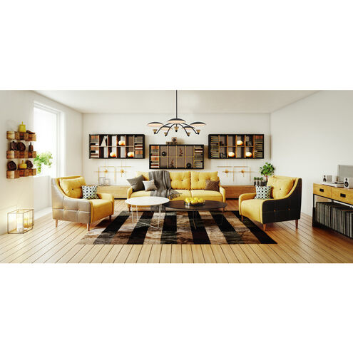 Redding LED 31 inch Matte Black with White and Brass Accent Chandelier Ceiling Light