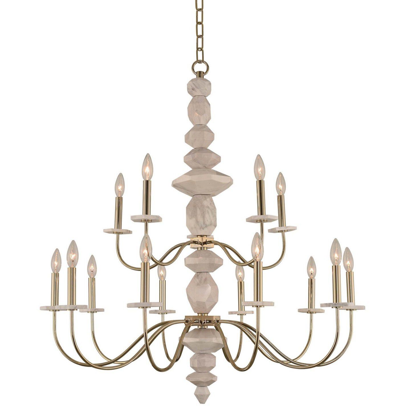 Carrara 15 Light 38 inch Champagne Gold Chandelier Ceiling Light