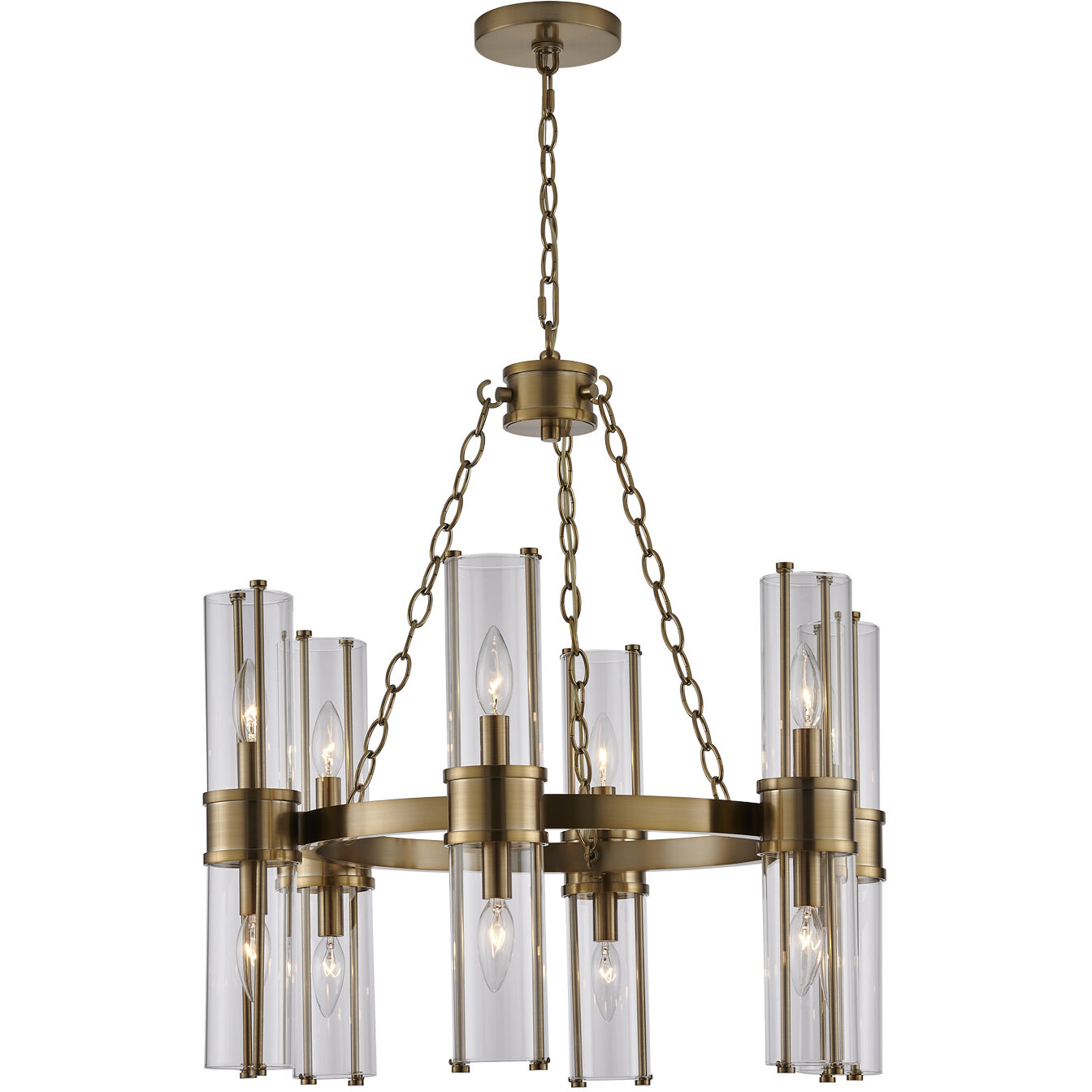 Duet 12 Light 26 inch Vintage Brass Pendant Ceiling Light