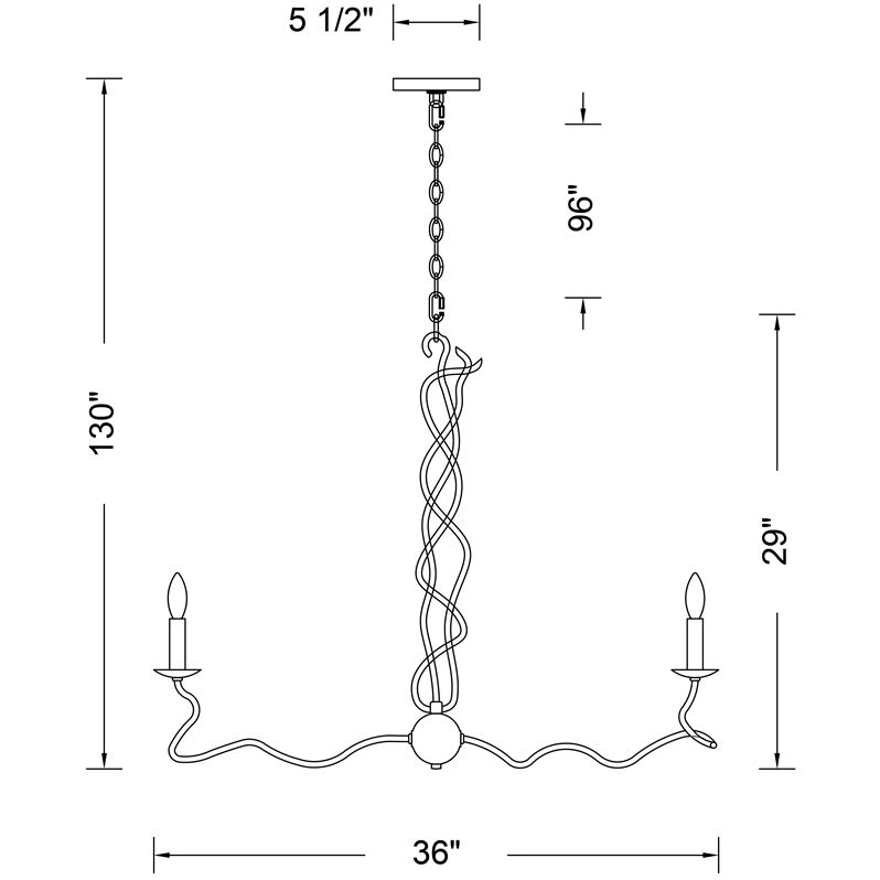 Rizo 8 Light 36 inch Oil Rubbed Bronze Chandelier Ceiling Light