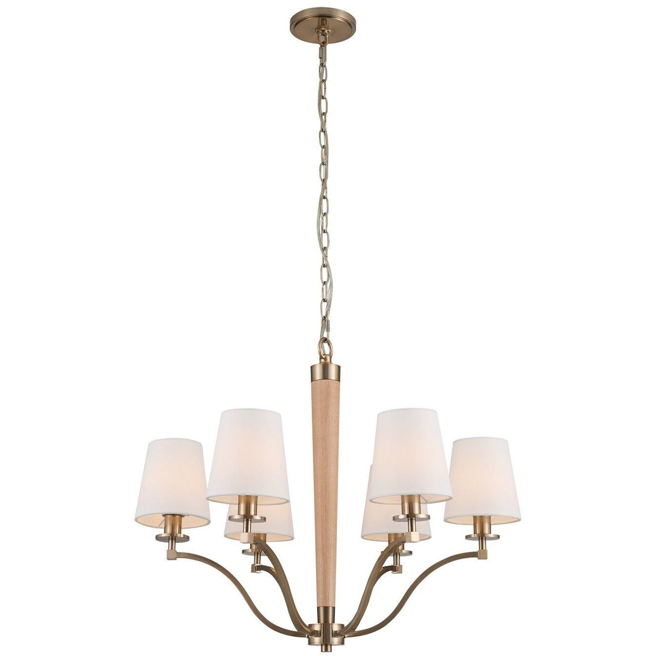 Curva 6 Light 27 inch Brushed Champagne Gold Chandelier Ceiling Light