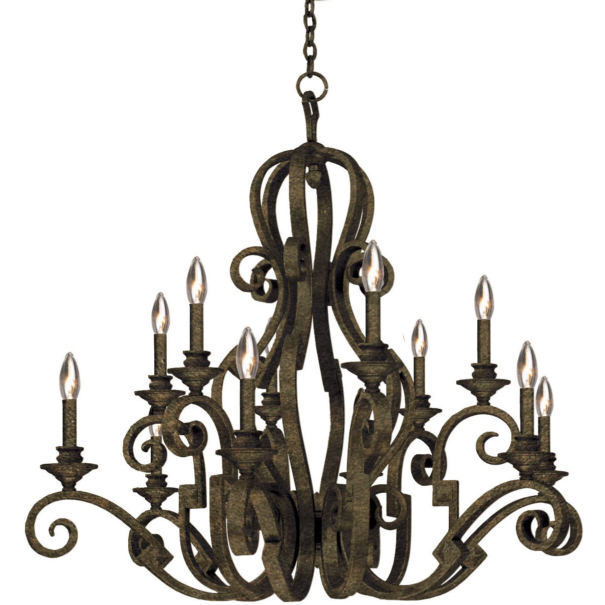 Ibiza 12 Light 37 inch Antique Copper Chandelier Ceiling Light