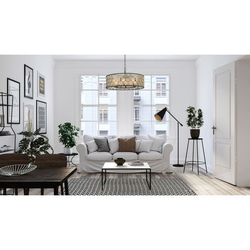 Corsa 6 Light 28 inch Matte Black with Gold Pendant Foyer Ceiling Light