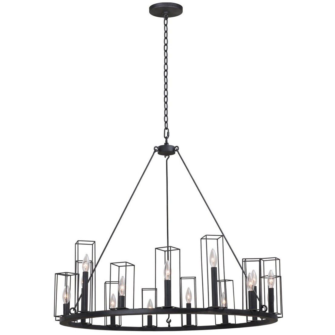 Allston 15 Light 36 inch Black Iron Chandelier Ceiling Light