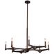 Tono 8 Light 38 inch Vintage Bronze Chandelier Ceiling Light