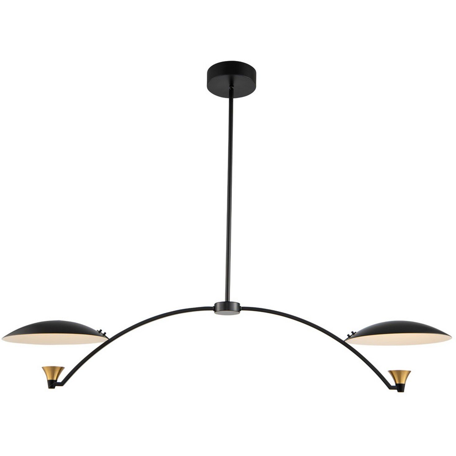 Redding Island Linear Ceiling Light in Matte Black With White And Brass Accent
