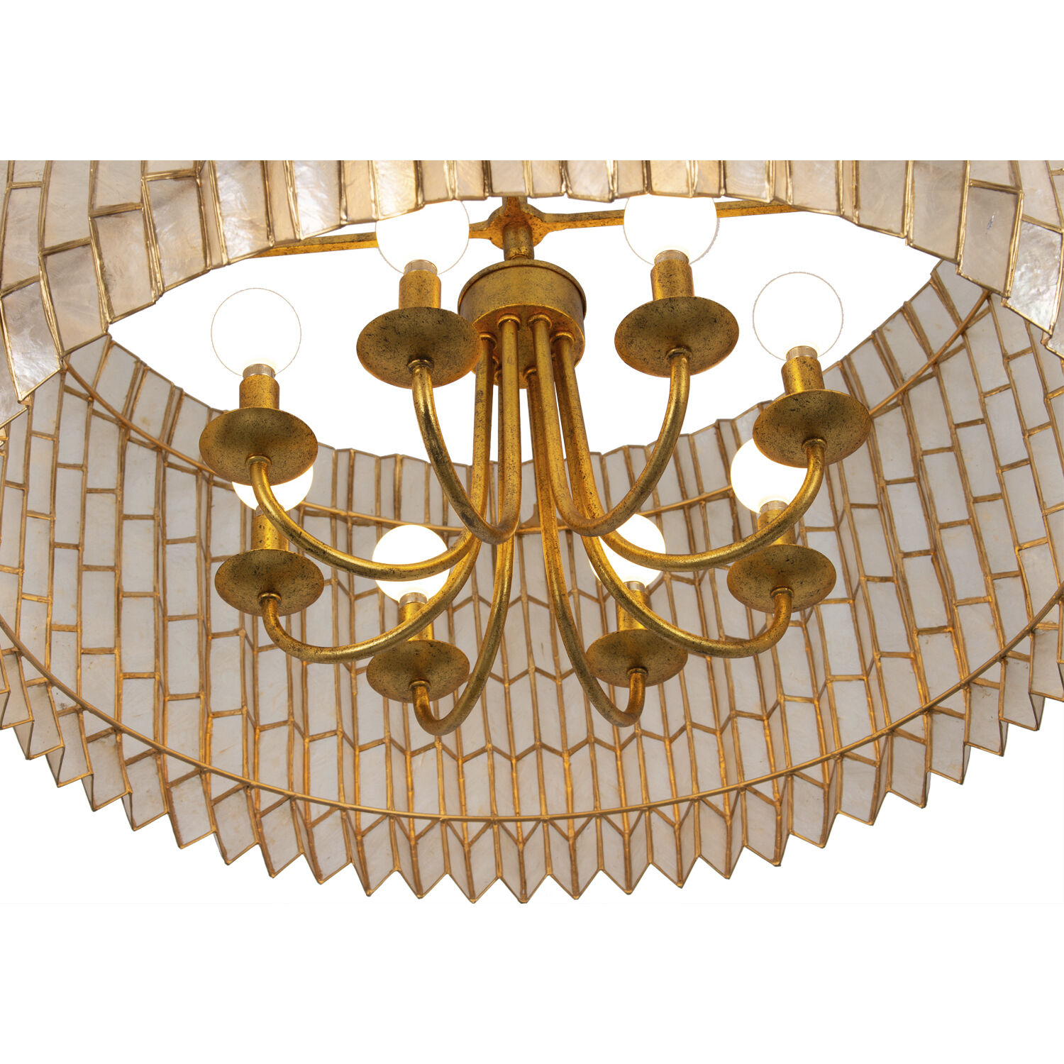Fractal 8 Light 28 inch Oxidized Gold Leaf Chandelier Ceiling Light