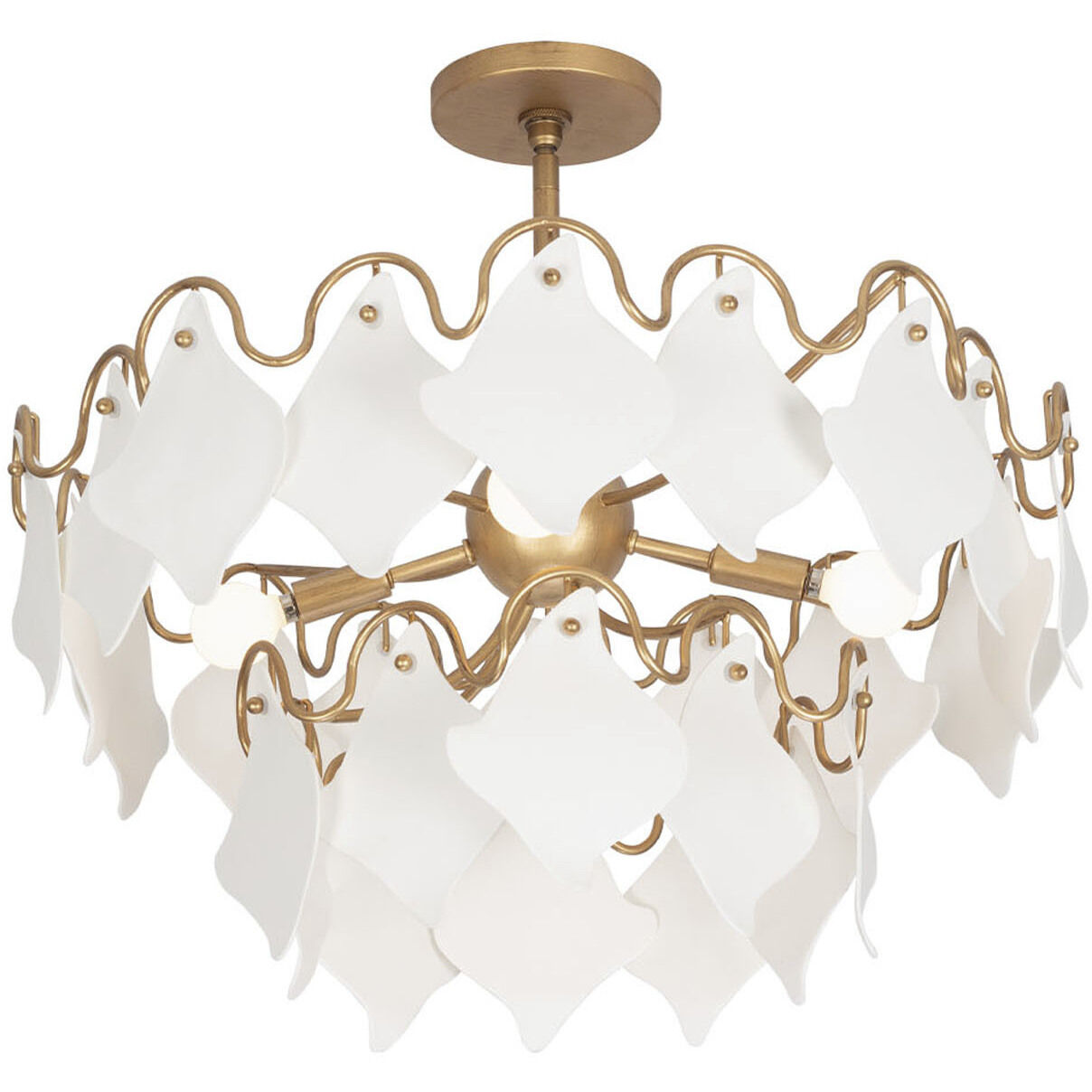 Manta 4 Light 25 inch Modern Gold Semi Flush Mount Ceiling Light