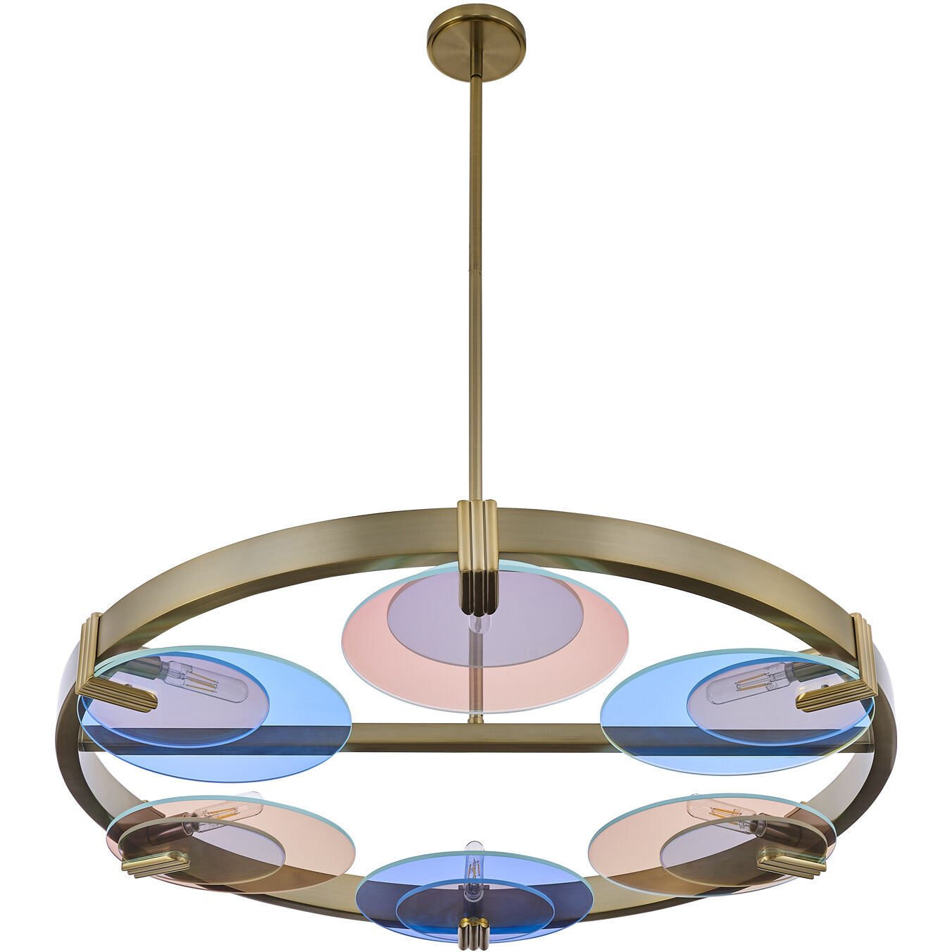 Optics 6 Light 36 inch Winter Brass Chandelier Ceiling Light