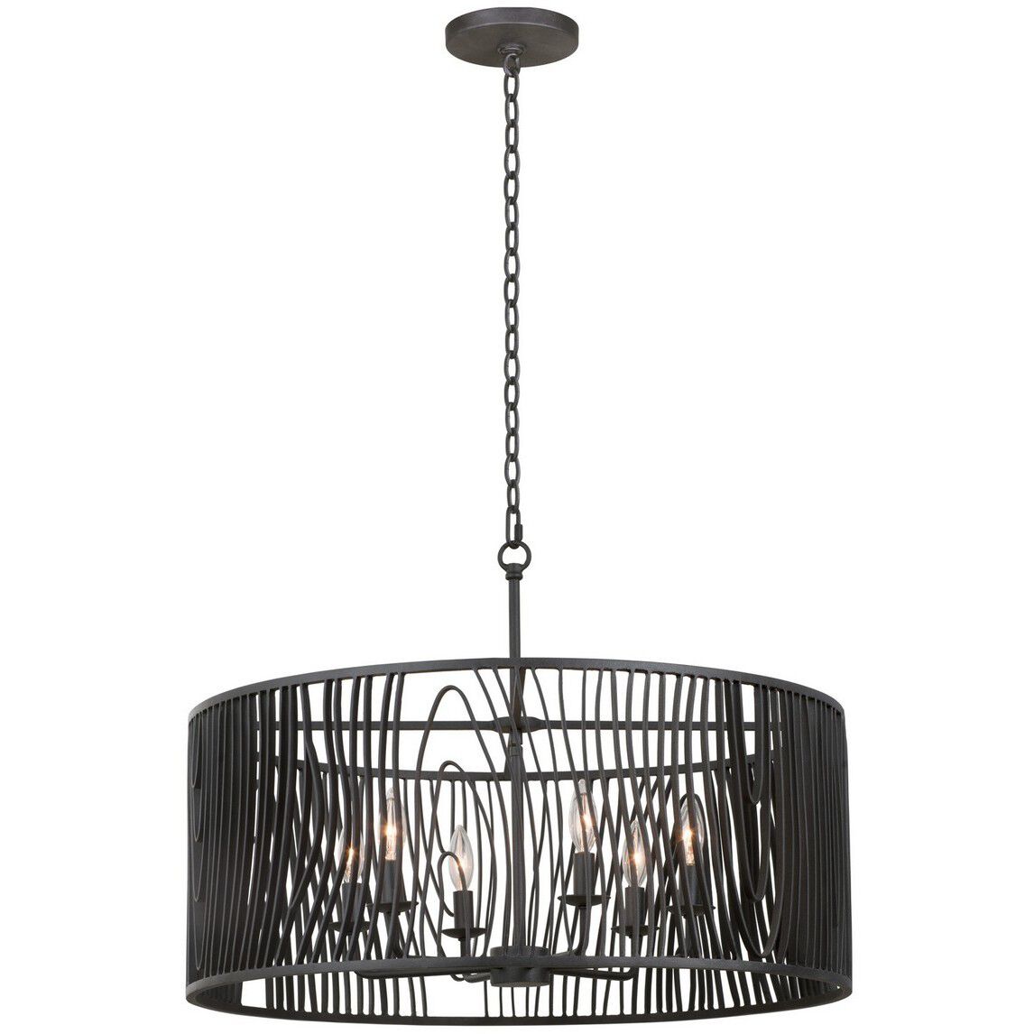 Morre 6 Light 28 inch Black Iron Pendant Foyer Ceiling Light