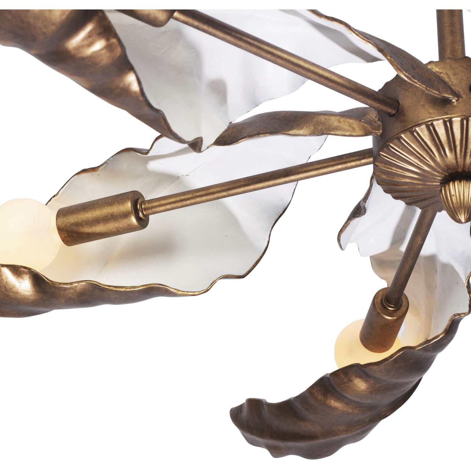 Spira 6 Light 36 inch Pearlized Antique Brass with White Pendant Chandelier Ceiling Light