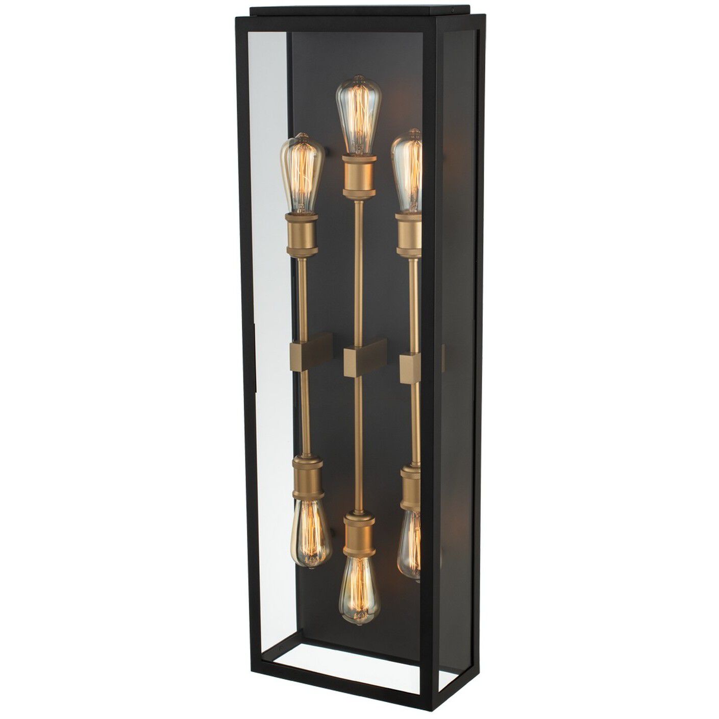Ashland 6 Light 38 inch Matte Black with Sanded Gold Outdoor Wall Sconce