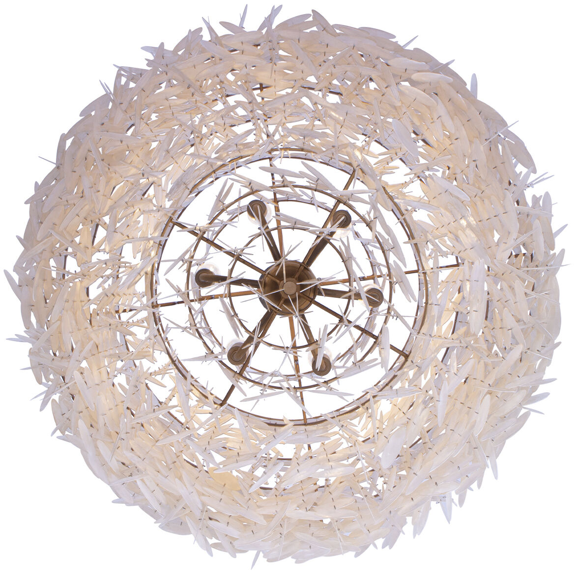 Sphere 6 Light 28 inch Pearlized Antique Brass Pendant Ceiling Light