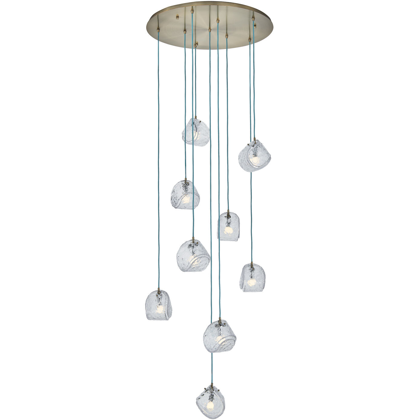 Pallina 9 Light 32 inch Winter Brass Chandelier Ceiling Light in Clear