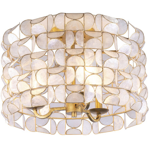 Crescent 3 Light 17 inch Oxidized Gold Leaf Flush Mount Ceiling Light