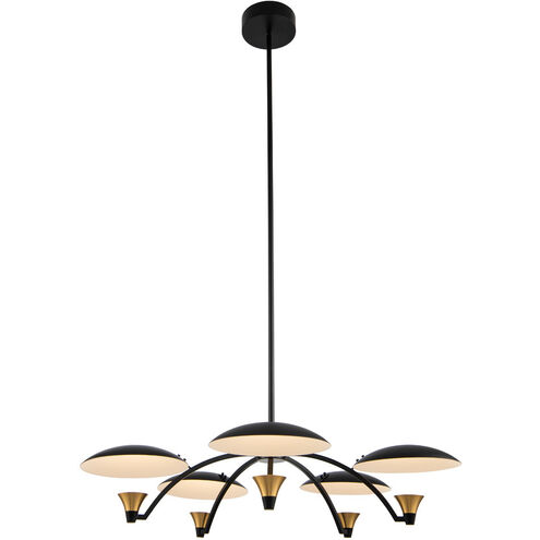 Redding LED 31 inch Matte Black with withhite and Brass Accent Chandelier Ceiling Light