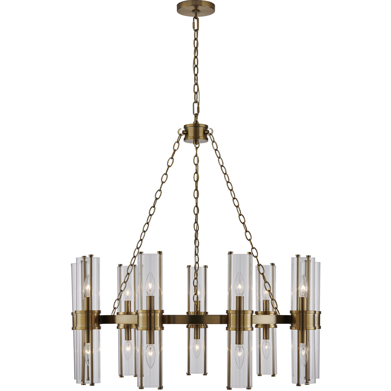 Duet 18 Light 36 inch Vintage Brass Pendant Ceiling Light