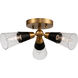 Ponti 3 Light 15 inch Matte Black with New Brass Semi Flush Mount Ceiling Light