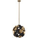 Damask 15 Light 18 inch Black and Vintage Brass Semi Flush Ceiling Light
