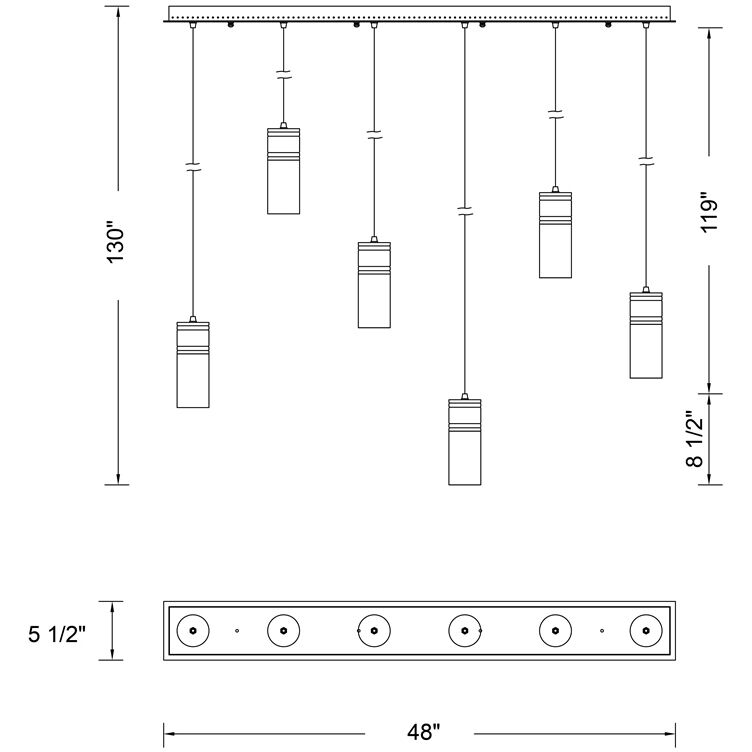 Kiriko LED 5.5 inch Winter Brass Linear Pendant Ceiling Light