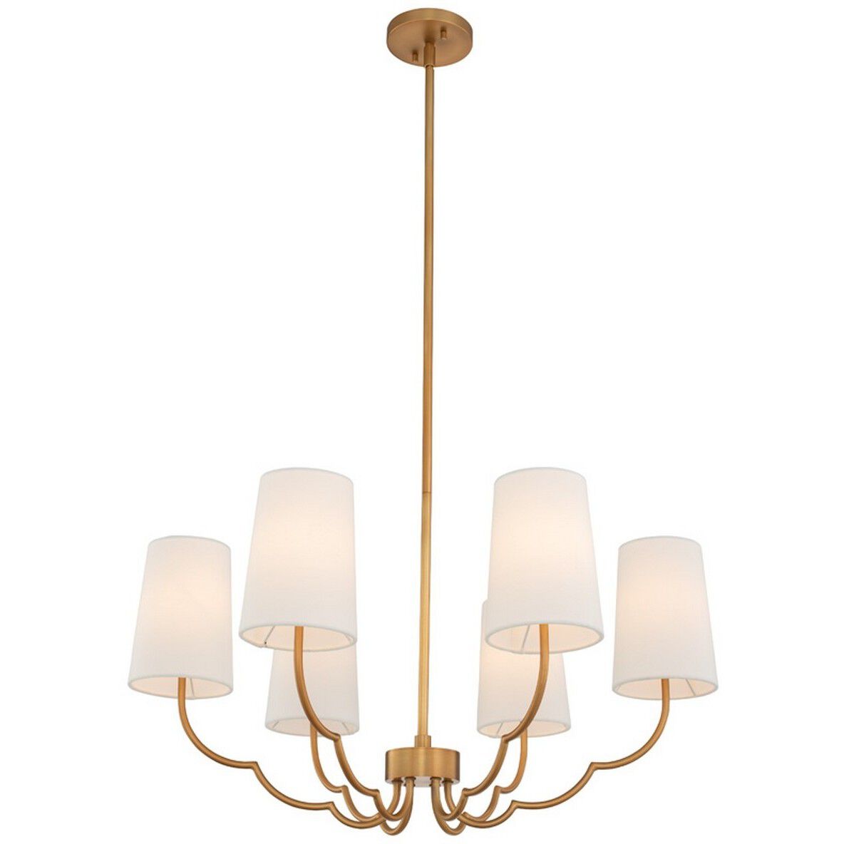 Sophia 6 Light 28 inch New Brass Chandelier Ceiling Light in White