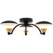 Redding LED 19 inch Matte Black with White and Brass Accent Semi Flush Ceiling Light